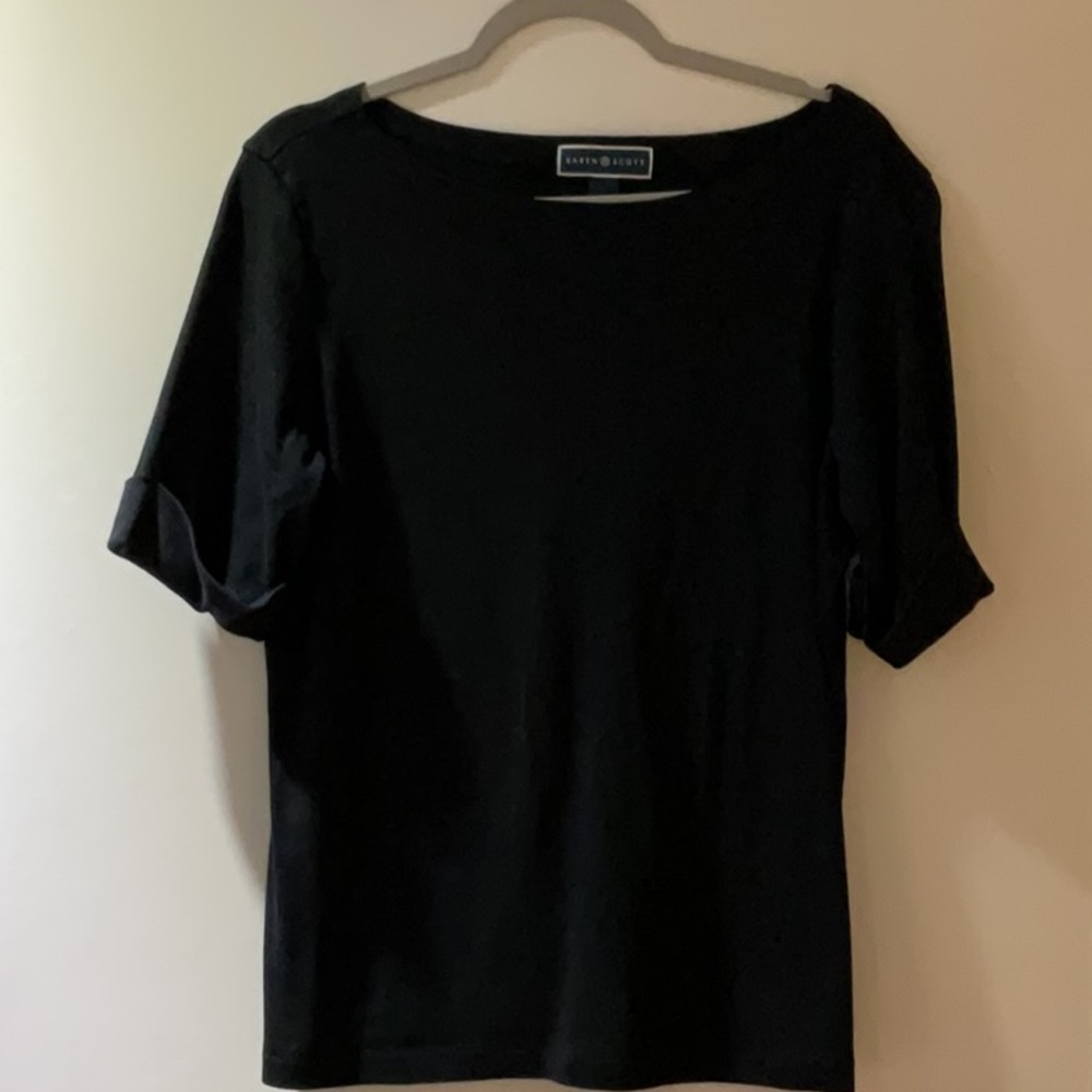 Karen Scott Black Fitted Short Sleeve Tee